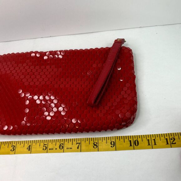 70's La Regale Red Sequin Acrylic Dotted Leather Wristlet Wallet Handbag - Picture 11 of 11
